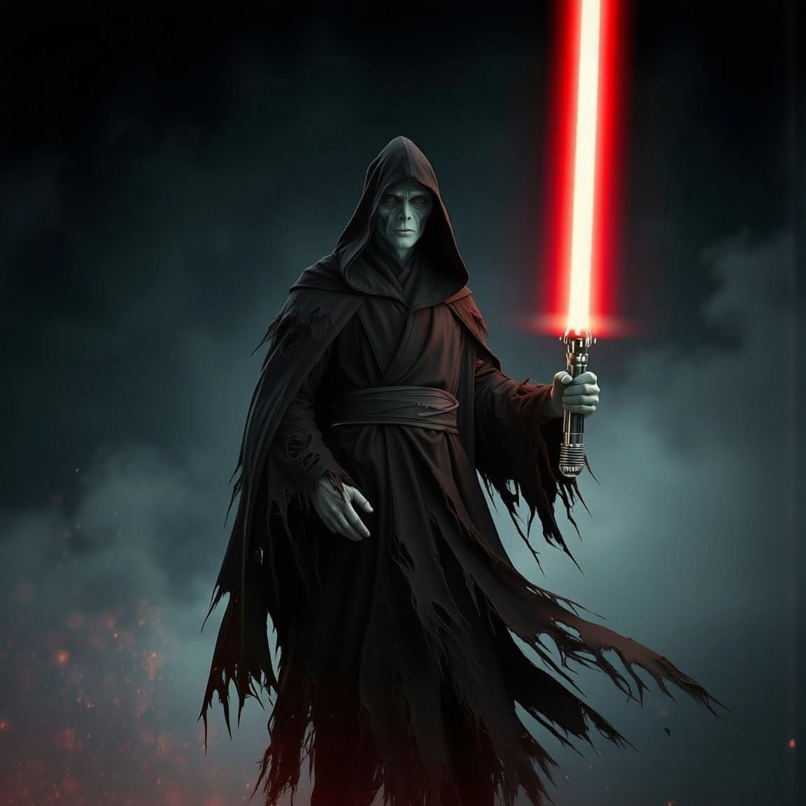 Majestic Jedi Master in Futuristic Sci-Fi Scene