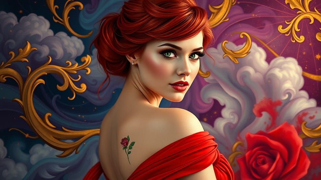 Ethereal Portrait in Red Velvet Dreamscapes