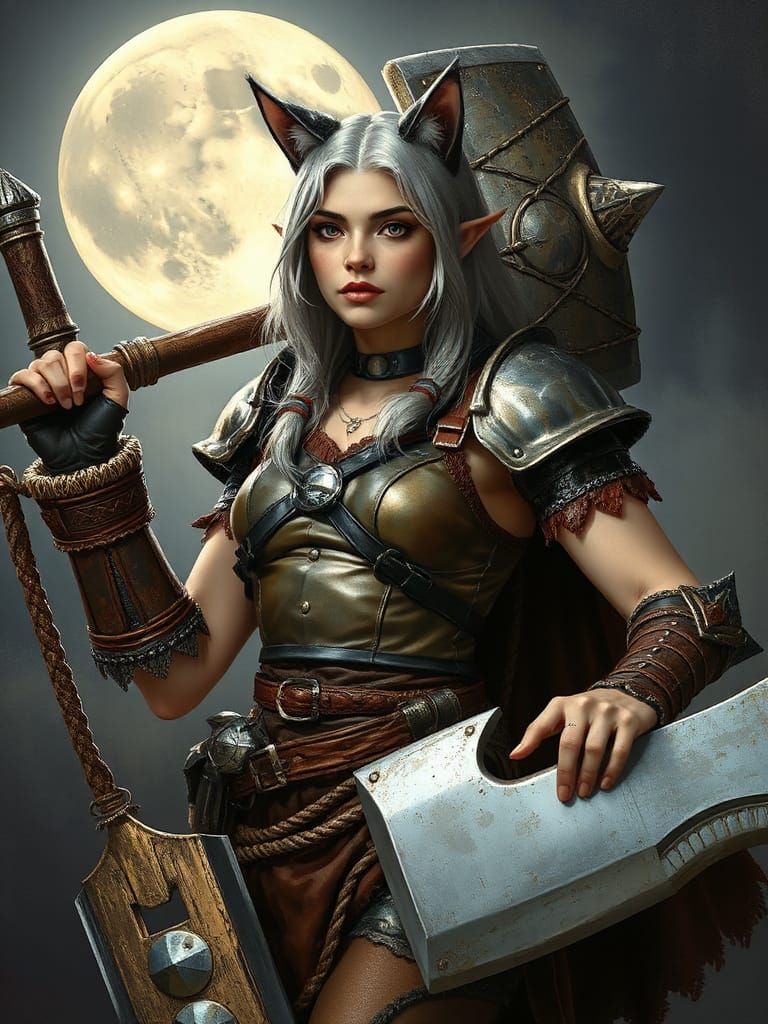 High Elf Barbarian with Great Axe