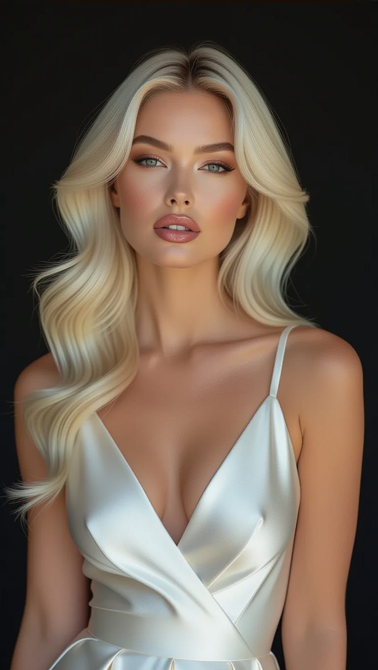 Stunning Blond Woman in Photorealistic Studio Portrait