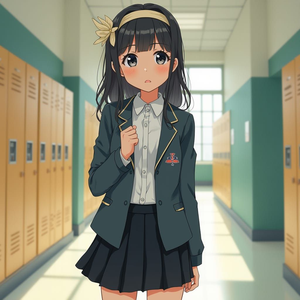 Young Girl in Middle School Uniform in a Bright Digital Art ...