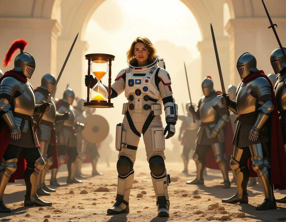 Astronaut in Time Battlefield, Painterly Style