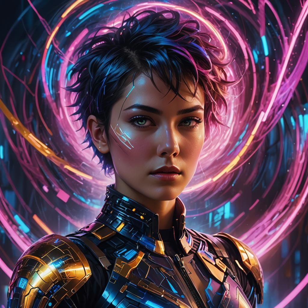 Futuristic Portrait Inspiring Creativity in Art Nouveau Styl...