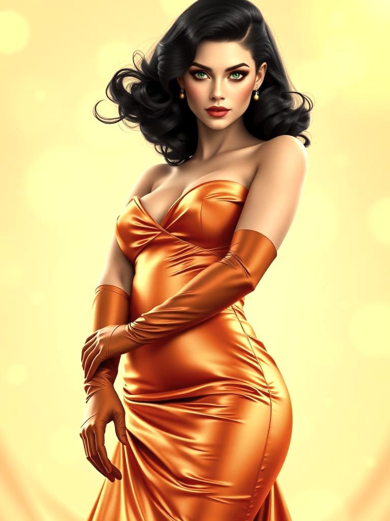 Ethereal Woman in Copper Silk Regalia