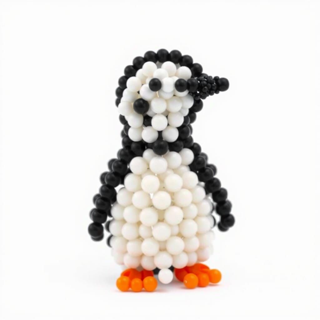 Beaded Penguin Figure in Black and White