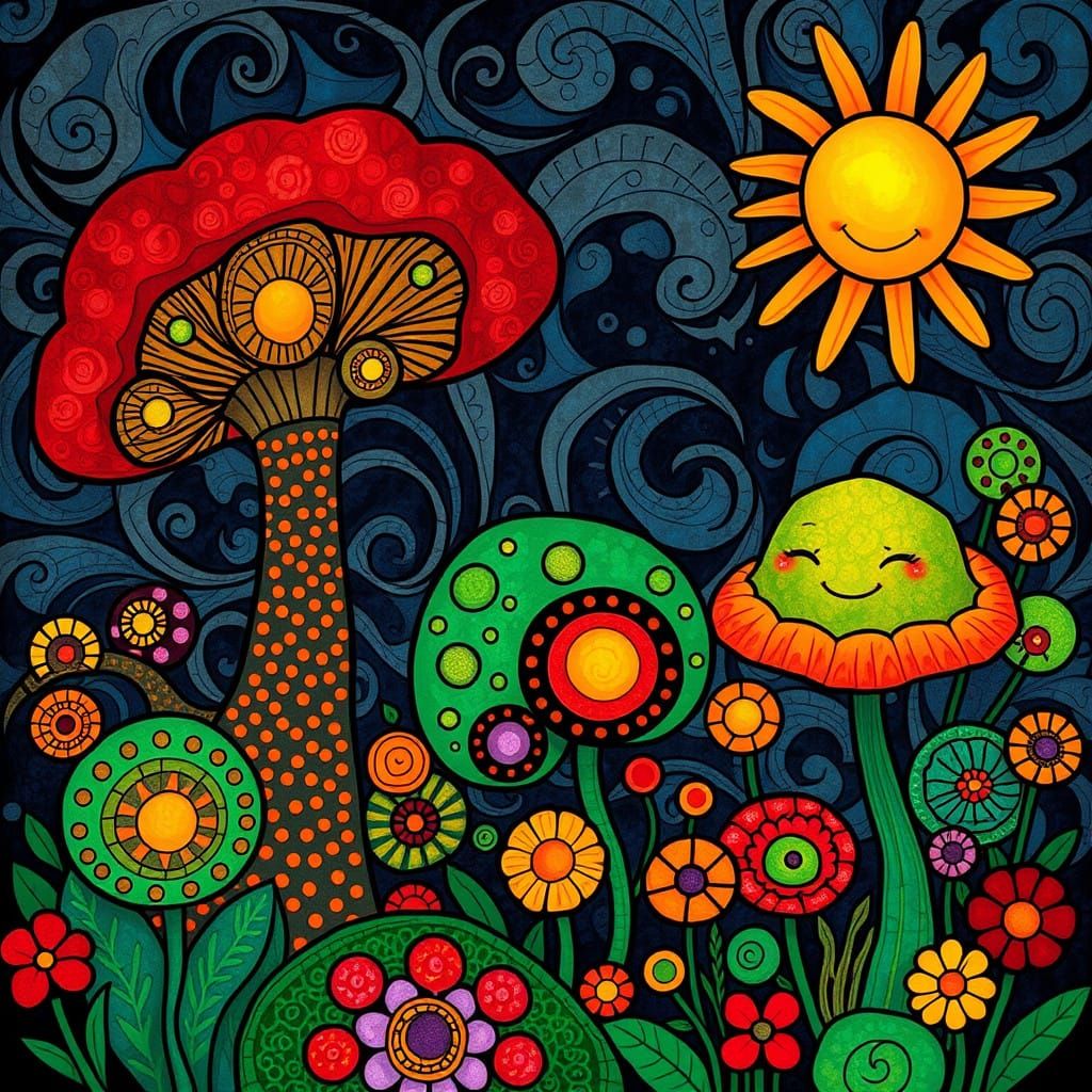 Enchanted Garden Wonderland in Whimsical Artistic Style