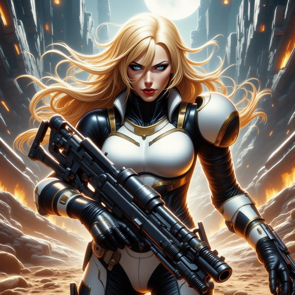 Epic Space Marine in Cyberpunk Power Armor