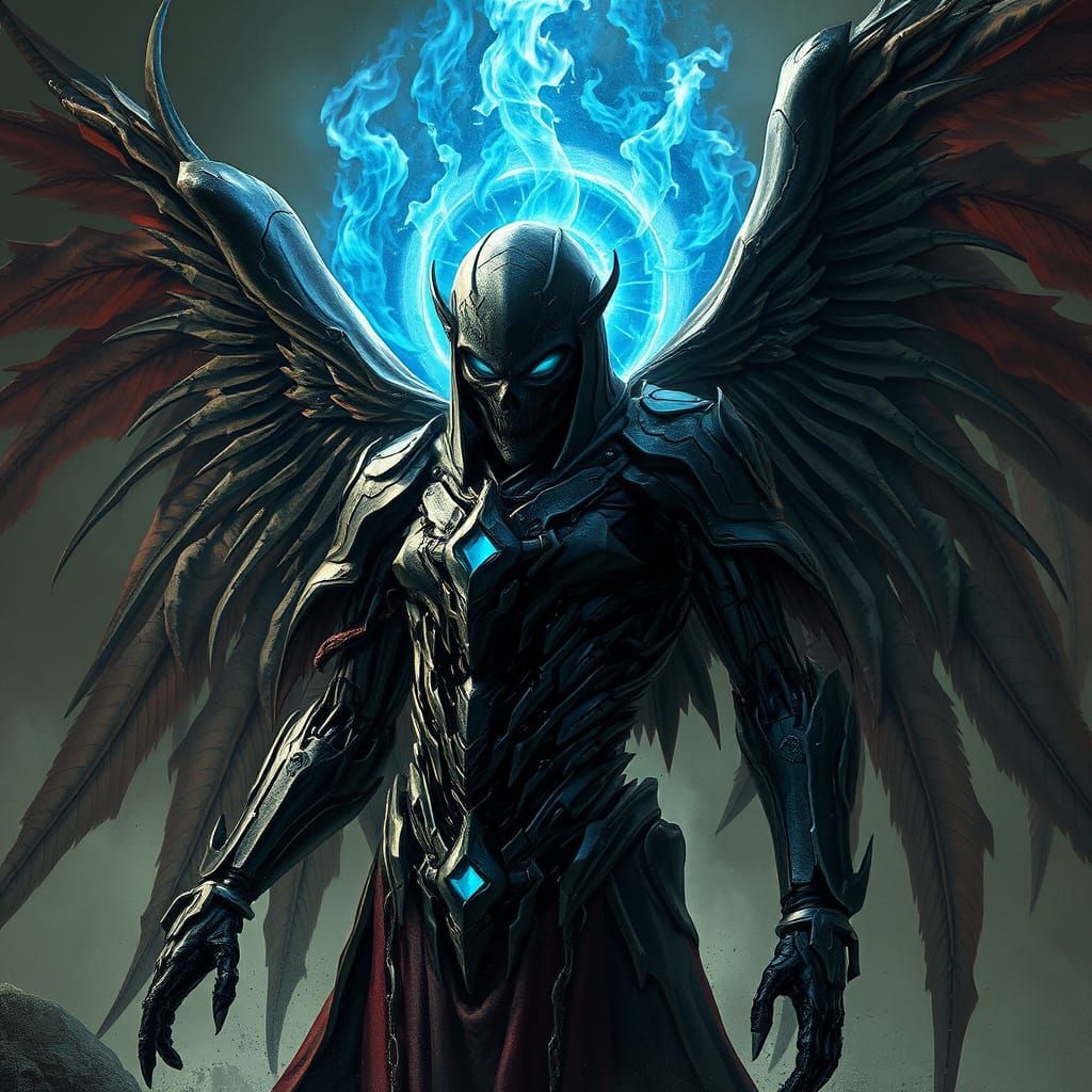 Cyborg Angel of Death in Dark Gothic Style