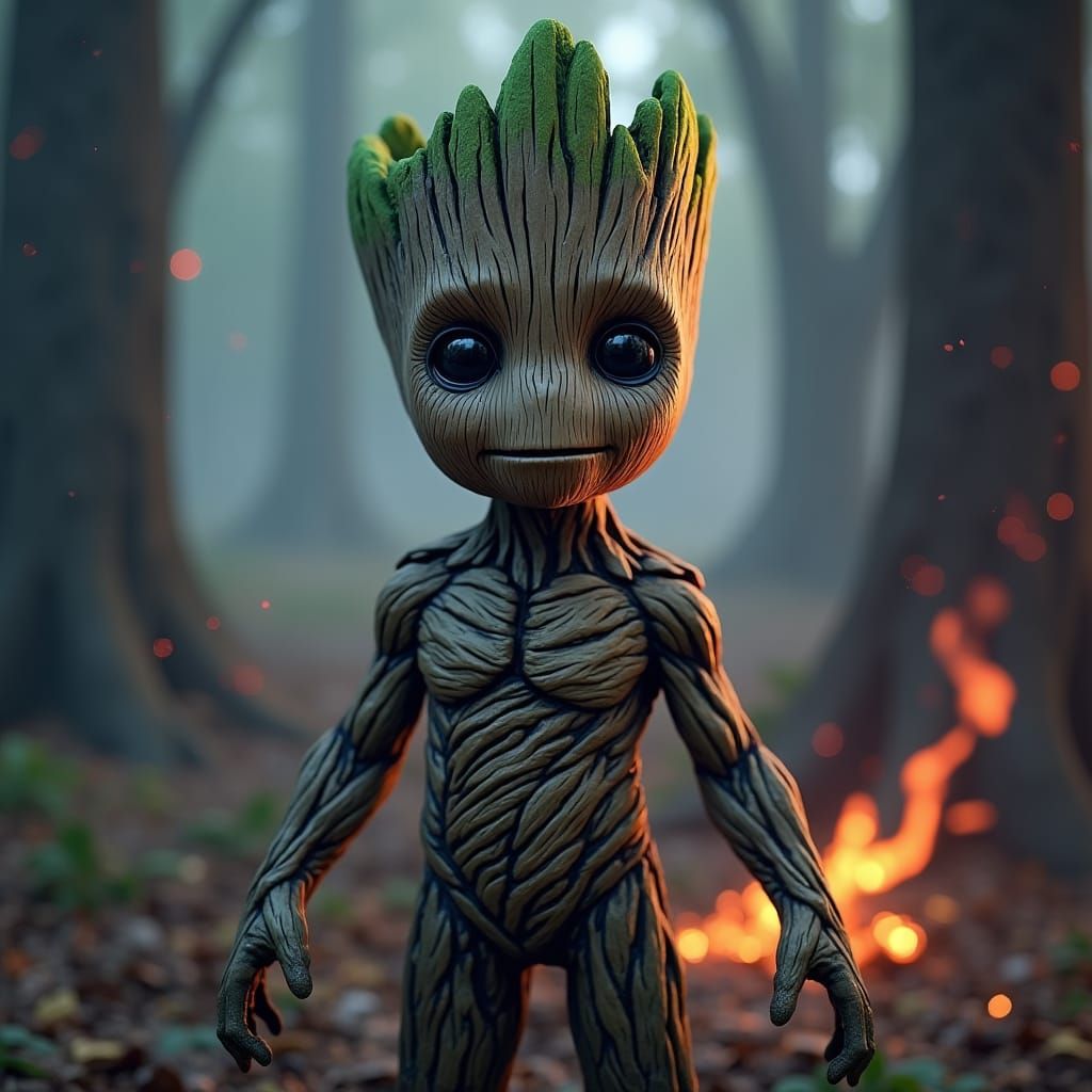 Groot in Cosmic Astral Illustration