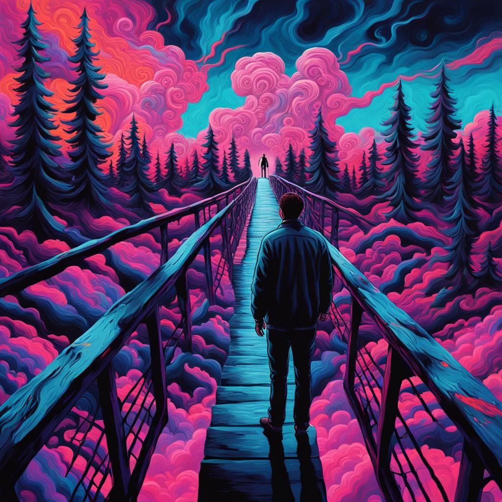 Expressionist Figure Screaming in Fluorescent Colors