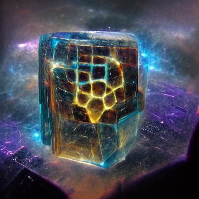 Tesseract Floating in a Colorful Galaxy