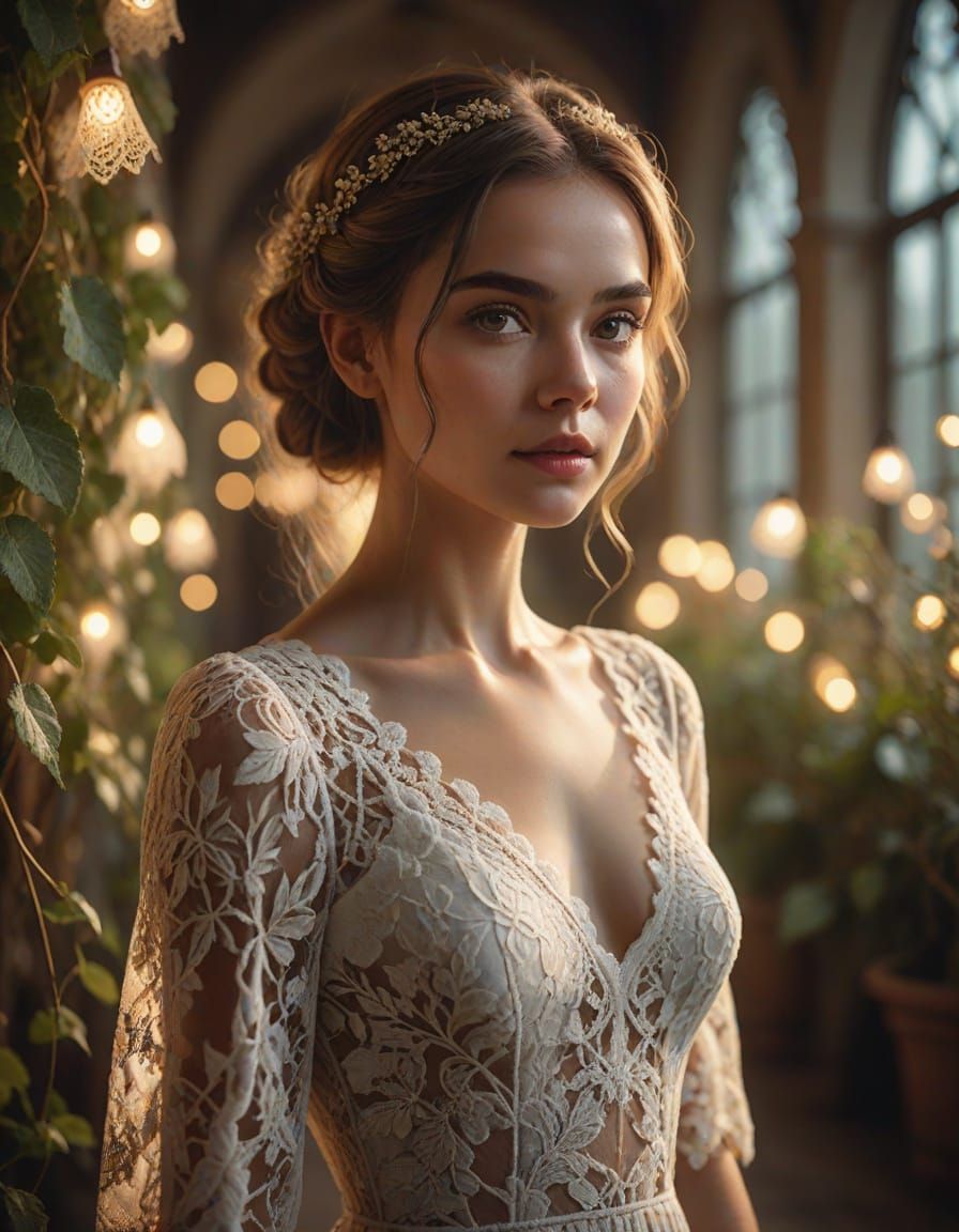 Captivating Woman with Intricately Styled Hair