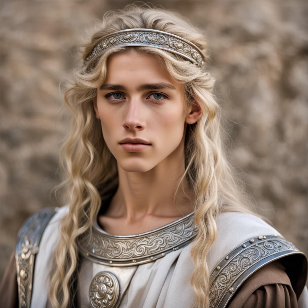 Young Woman as Ancient Roman with Silver Hair