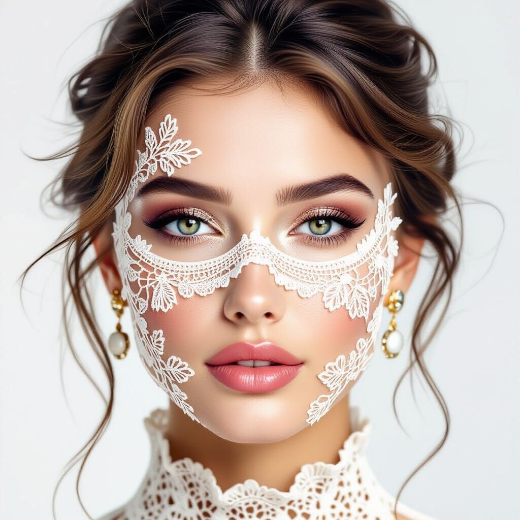 Woman's Face Collage Made From Delicate Lace