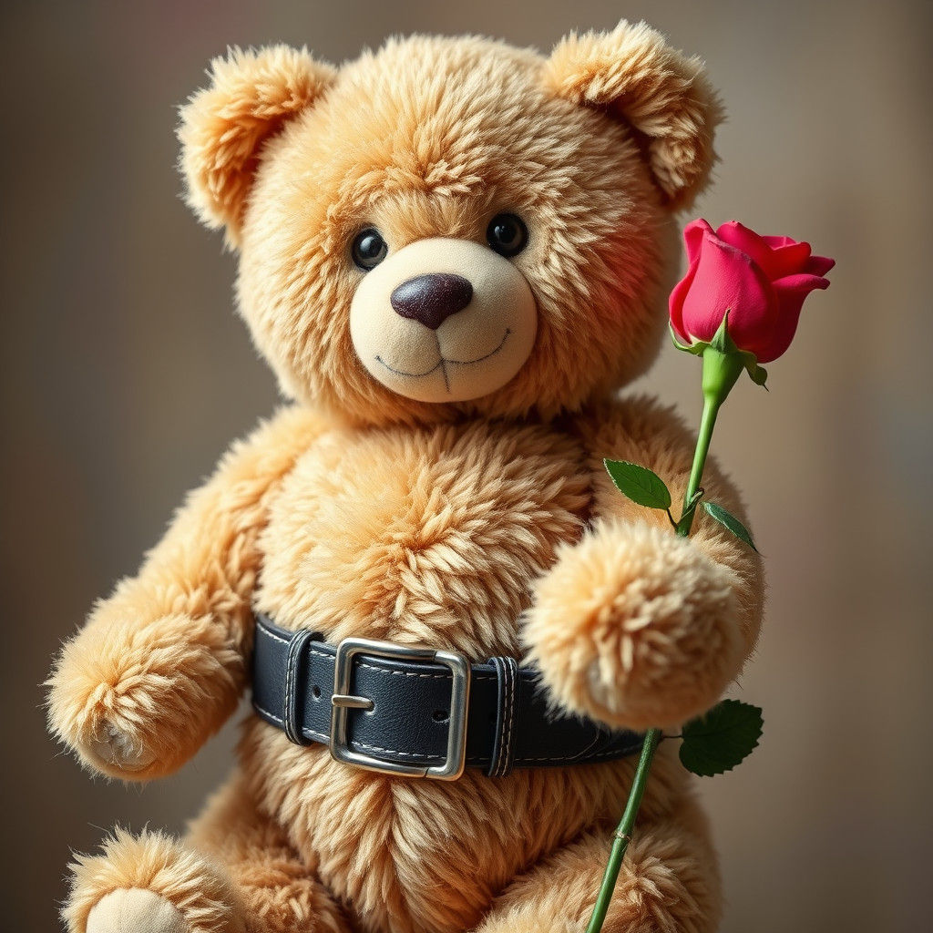Teddy Bear with Rose and Belt