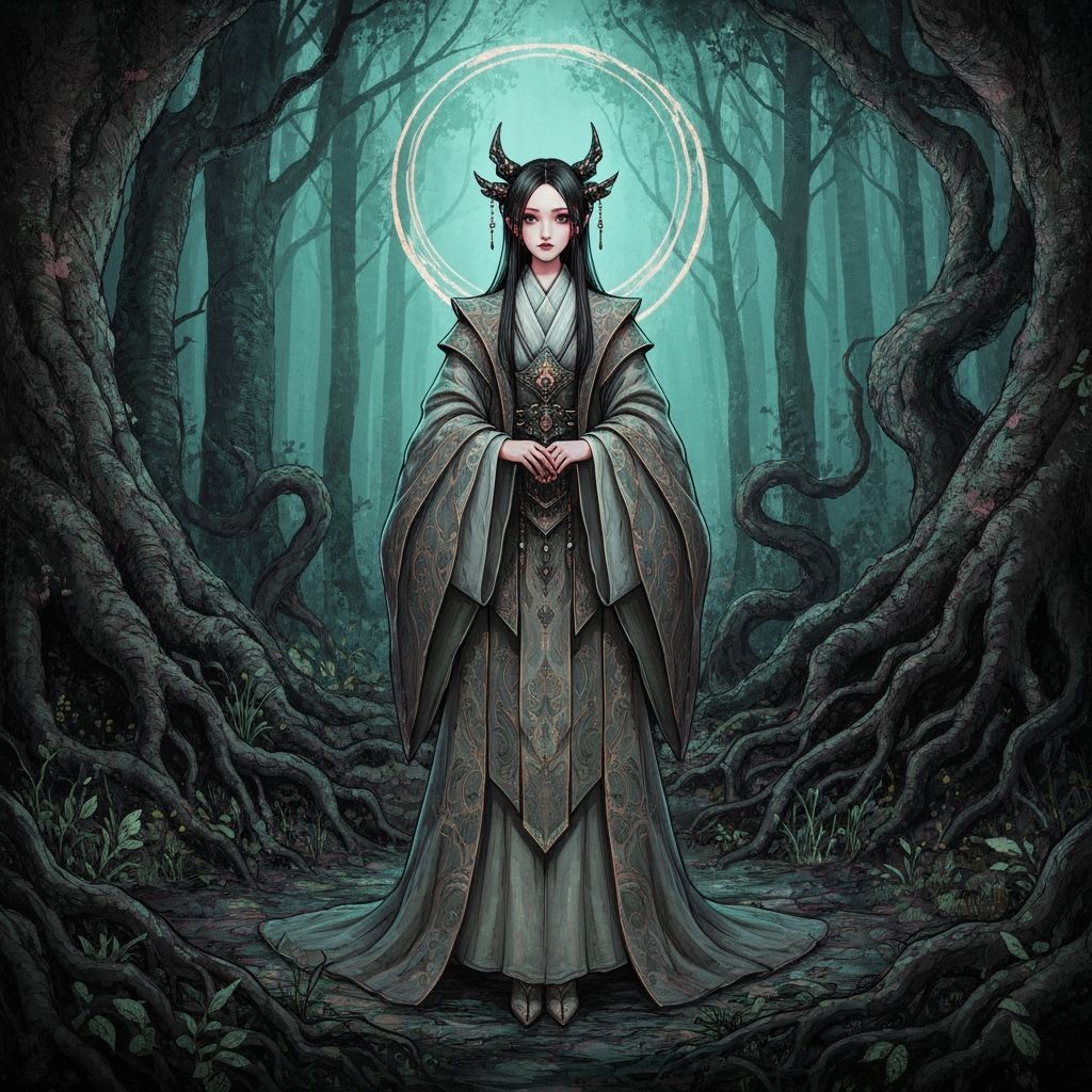 Eerie Forest Portrait in Gothic Horror Style