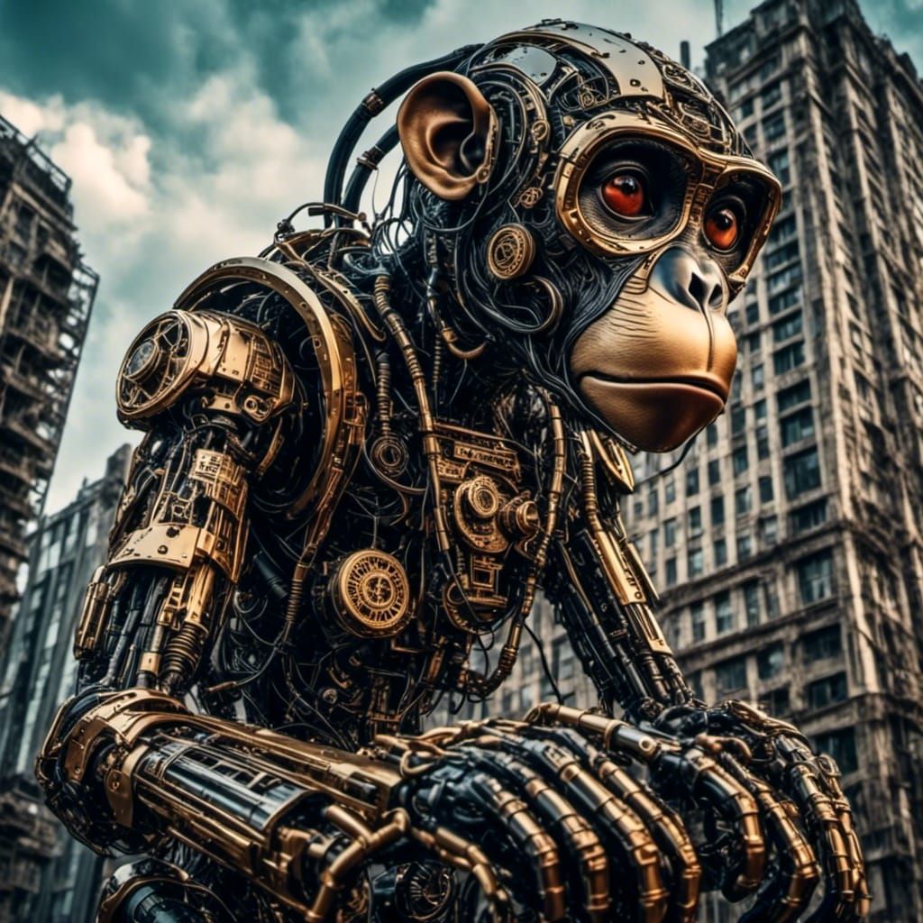 Steampunk Cyborg Monkey Climbs Building Like King Kong