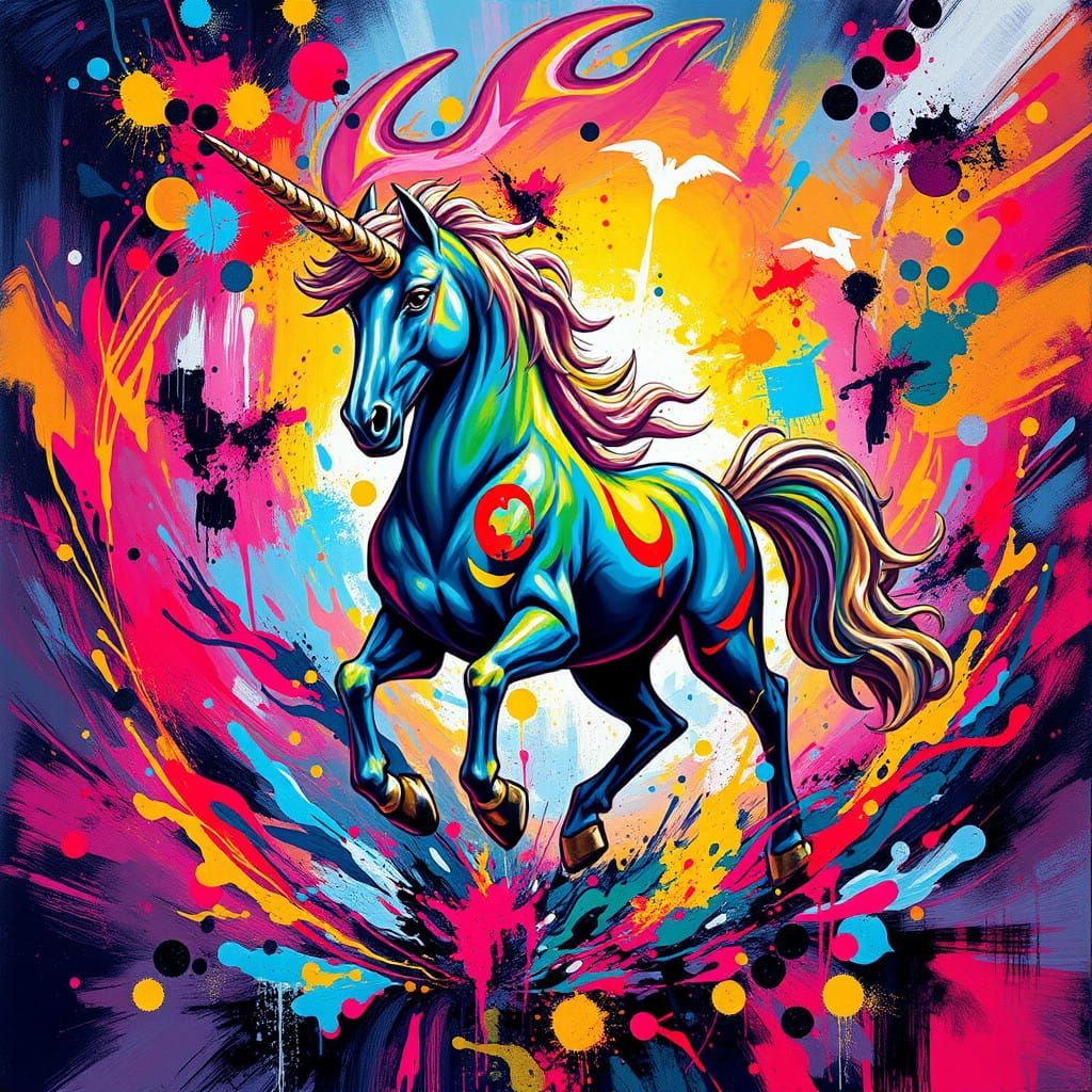 Vibrant Centaur in Swirling Graffiti Wonderland