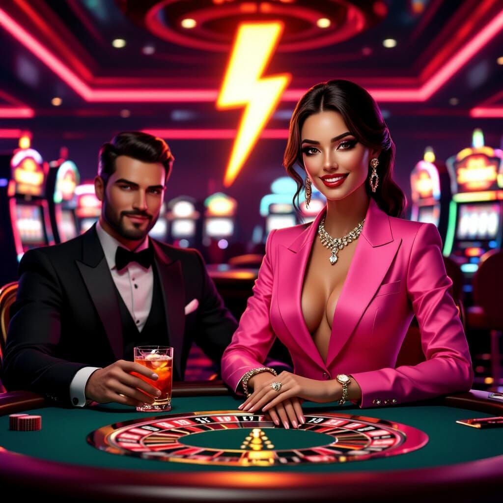 Glamorous Casino Scene in 3D Rendering