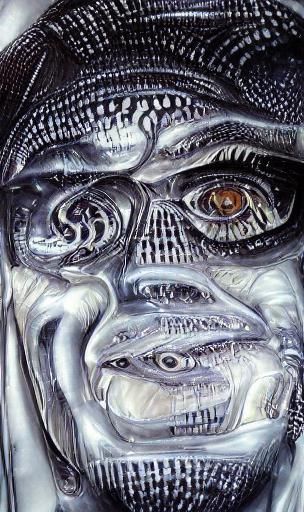 Surreal Piercing Eyes in H.R. Giger Style