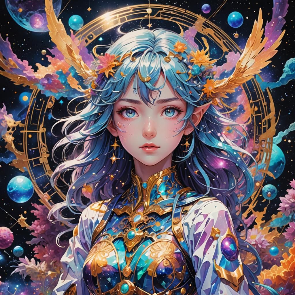 Holographic Cosmic Anime Illustration in 8K Resolution