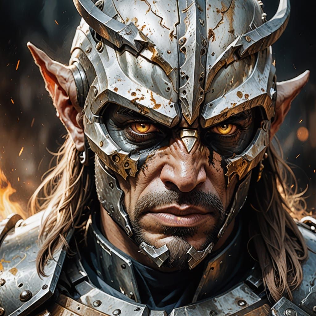 Battle-Hardened Warrior in Combat Armor