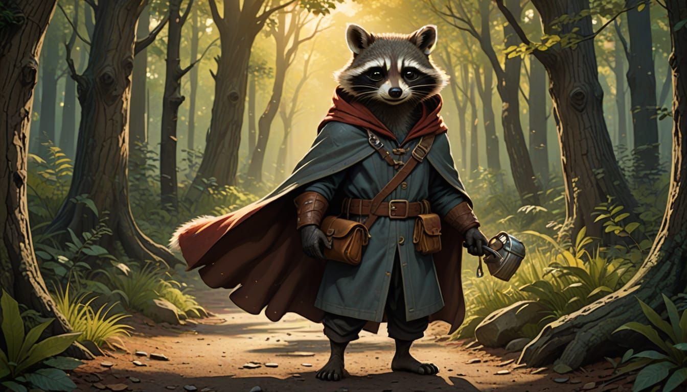 Medieval Outlaw Raccoon Embarks on a Treasure Hunt