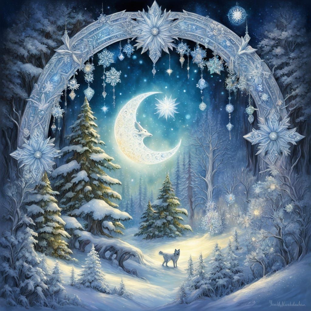 Celestial Fairy in Snowy Forest Digital Painting