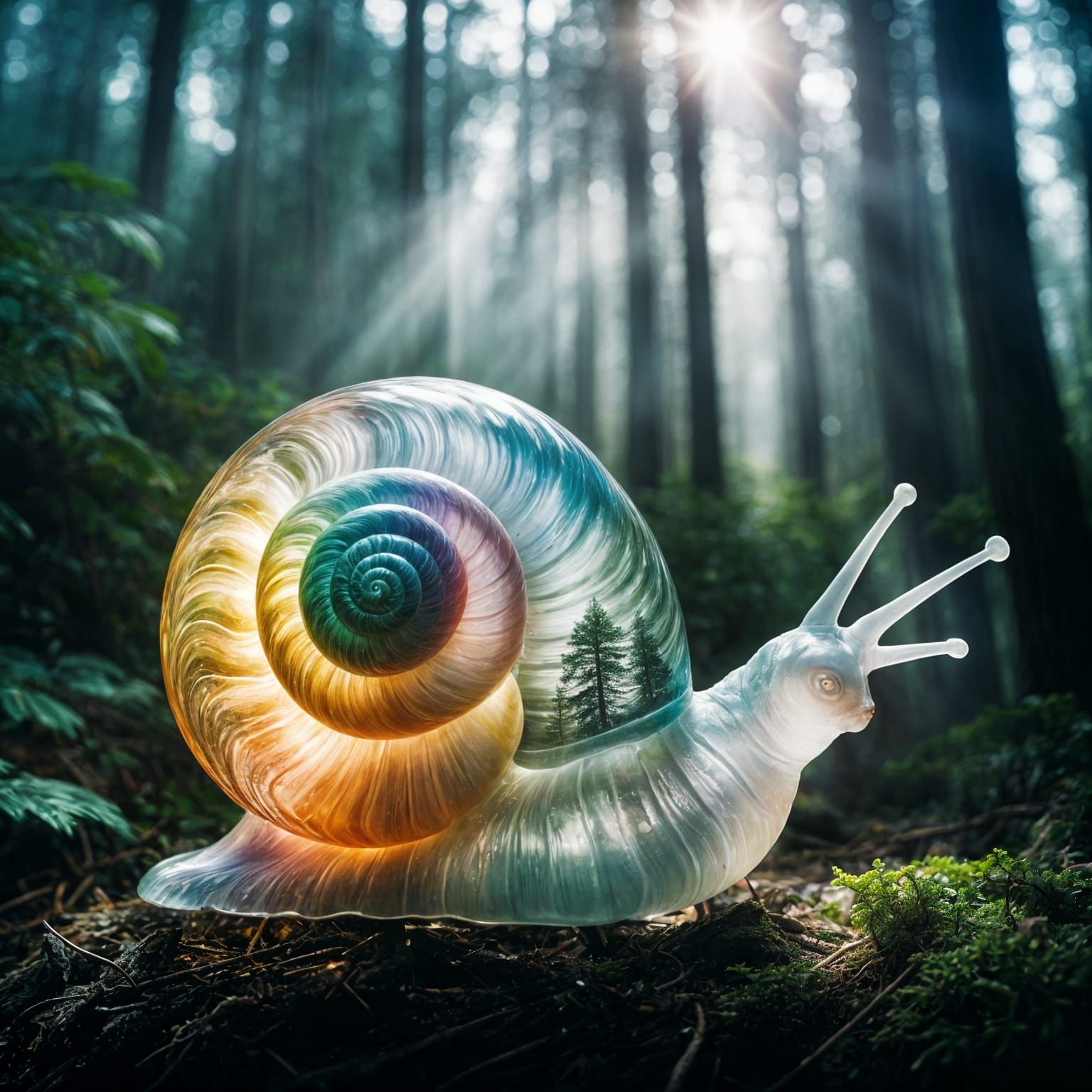 Rainbow Snail Lamp in Enchanted Forest