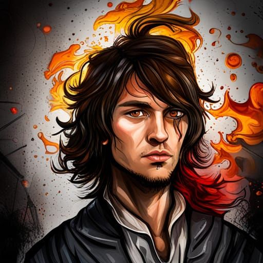 A Young Medieval Nobleman in Vibrant, High-Contrast Graffiti...