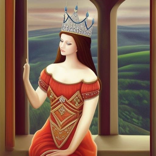 Princess in Tower: Detailed Matte Painting