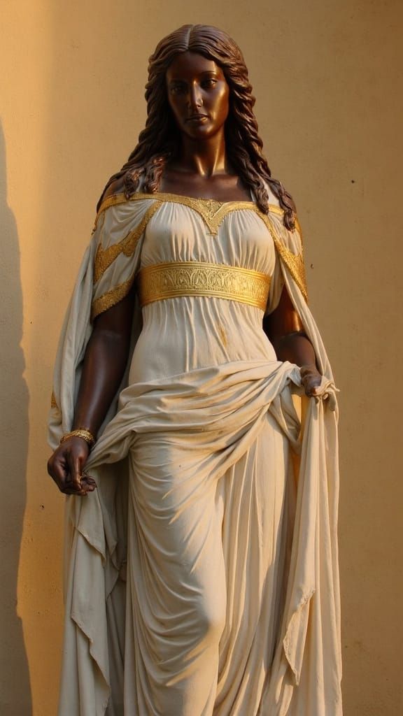 Regal Roman Vestal Virgin in Majestic Mahogany