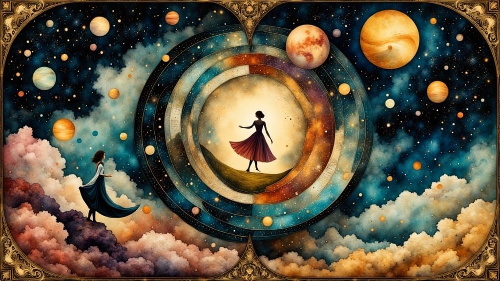 Cosmic Victorian Music Box with Dancing Constellations