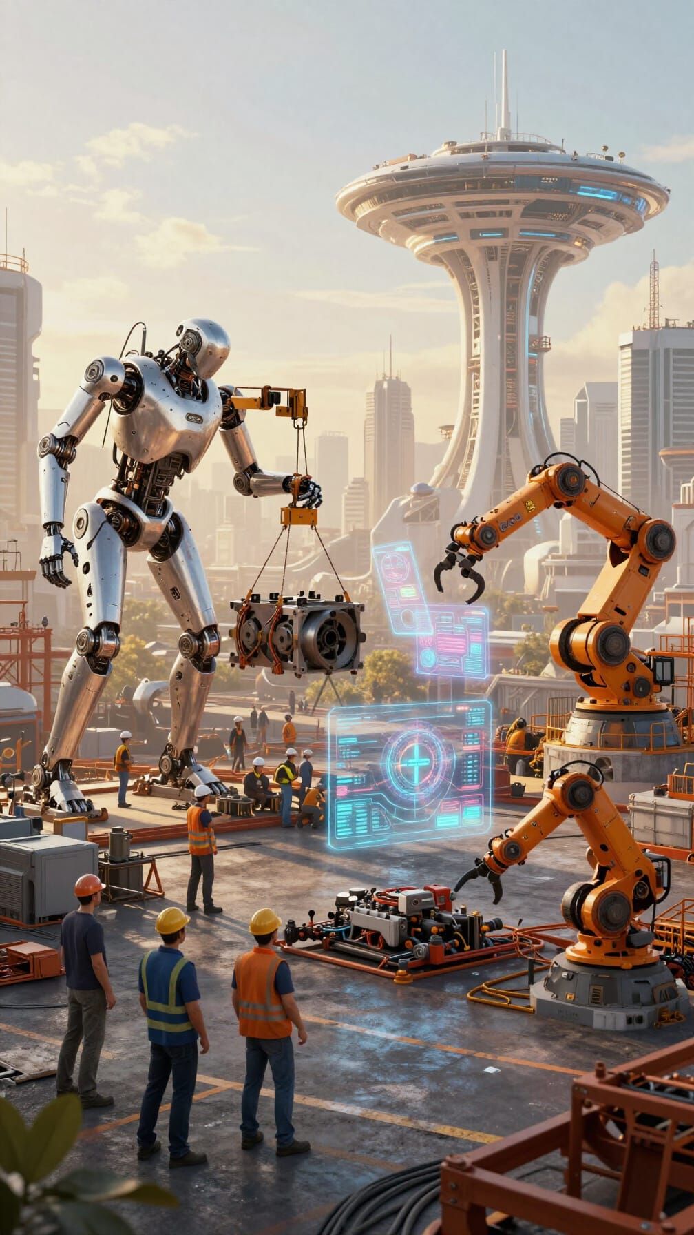 Futuristic City Construction: AI and Humans Collaborate