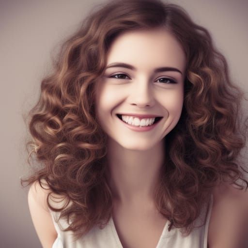Gentle Smiling Woman with Curly Hair