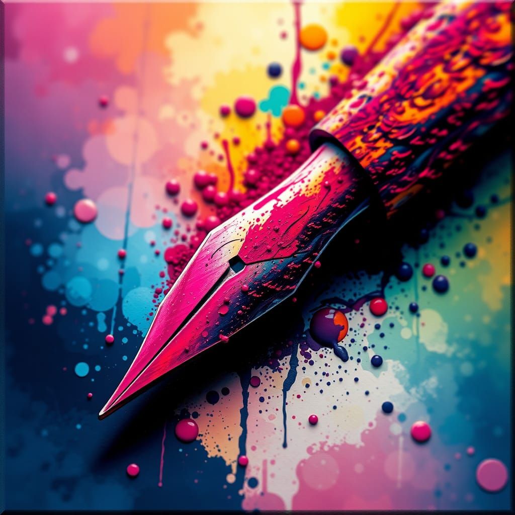 Ink Splatter Pen in Fractal Abstract Art