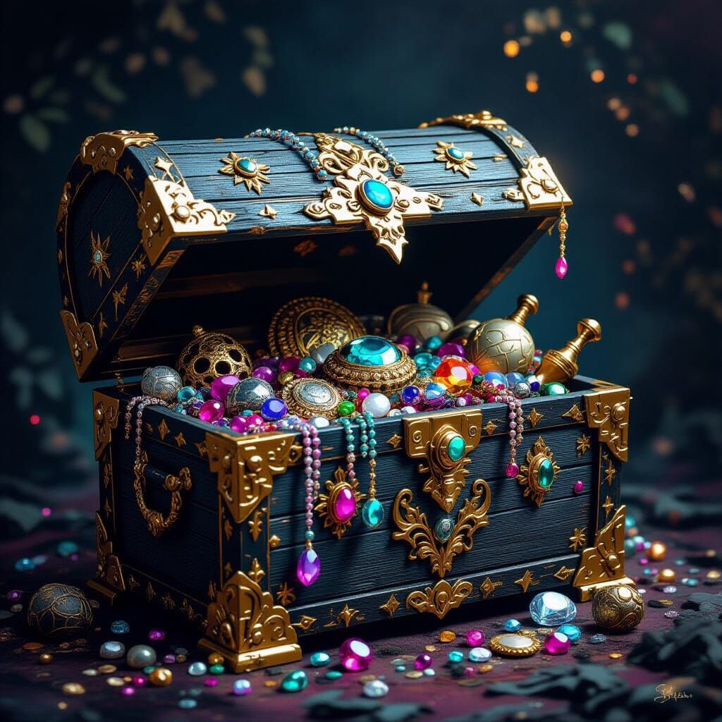 Ornate Treasure Chest Overflowing With Jewels