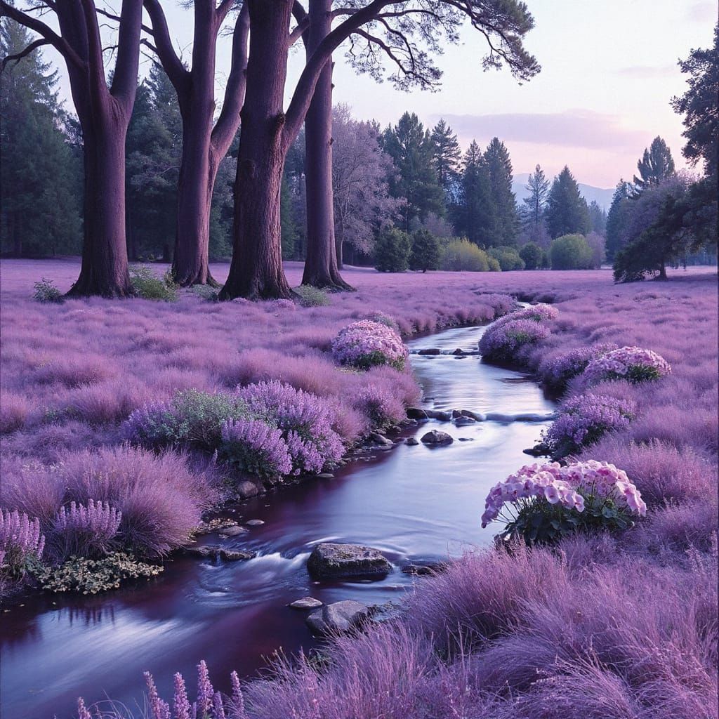 Dreamy Landscape in Vibrant Purple Tones