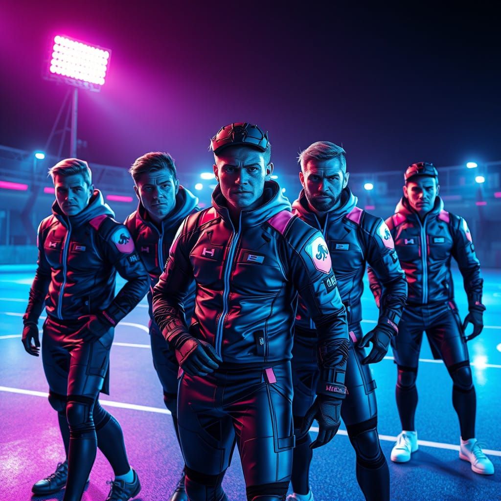 Corporate Soccer Team on the Futuristic Pitch