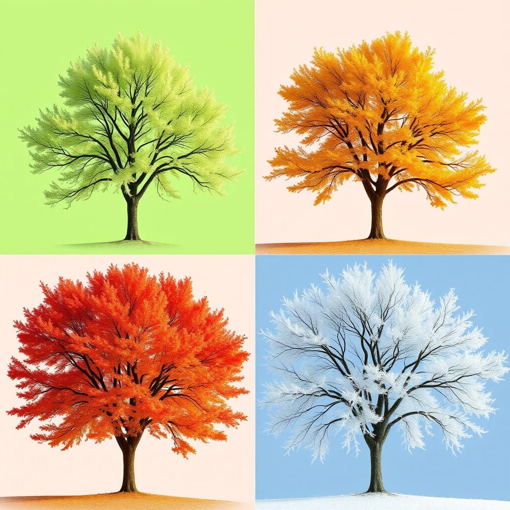 Four Seasons Trees in Vibrant Colours
