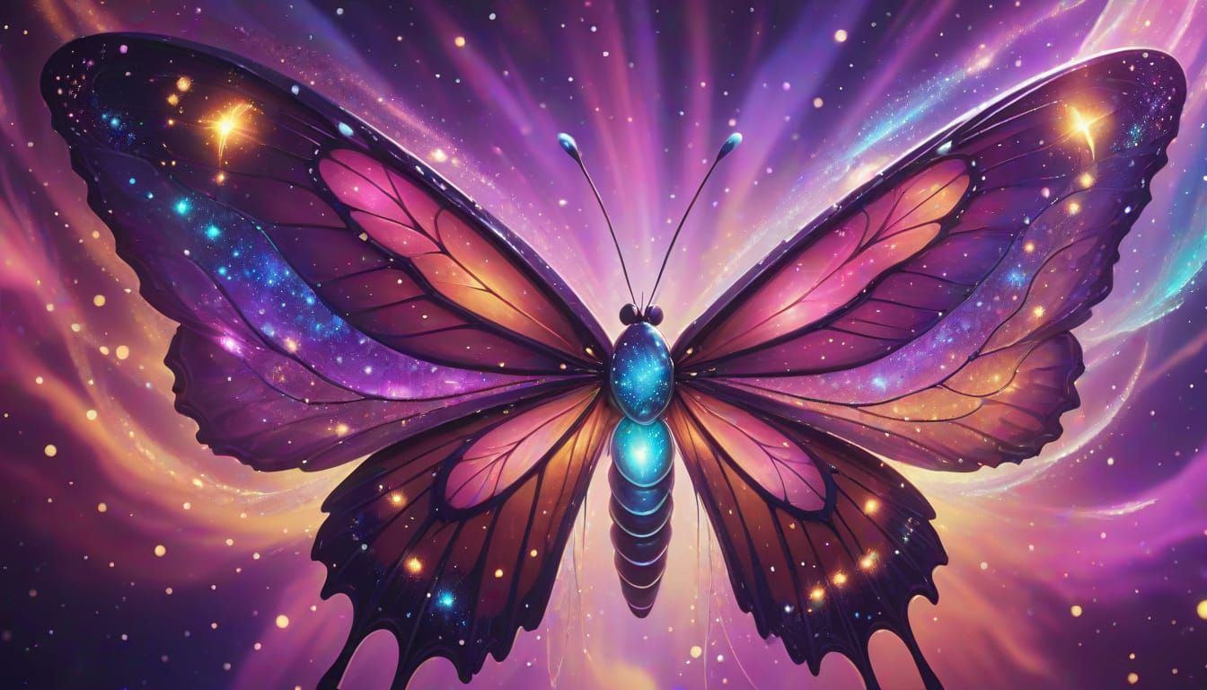 Cosmic Butterfly of Moonbeams and Stardust