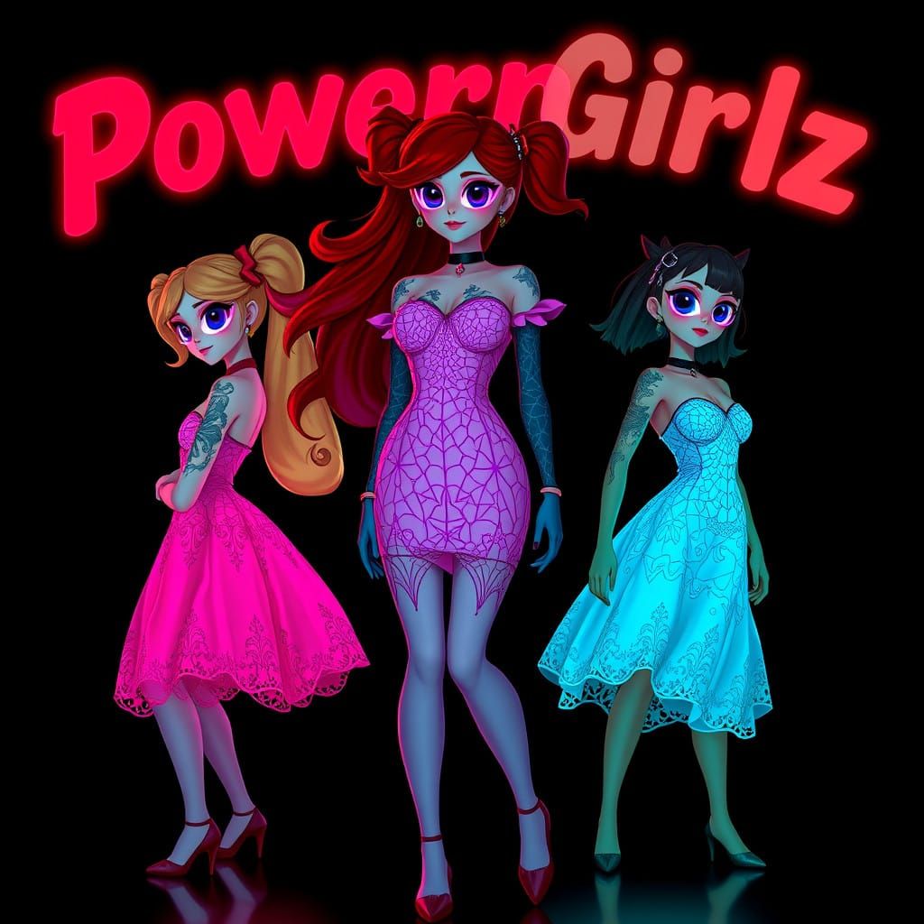 Gothic Powerpuff Girls Blossom and Bubbles