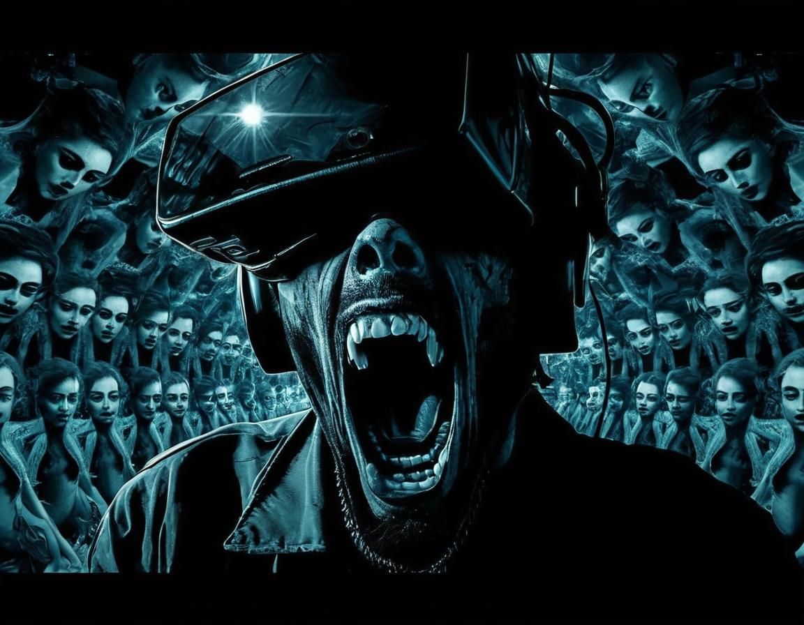 Surreal Cyberpunk Addict Trapped in Endless VR Tunnel