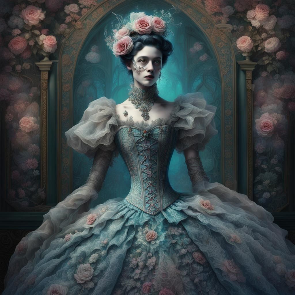 opulent neo-Victorian digital ghost,