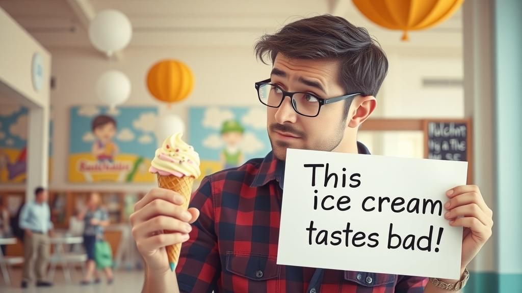 Man's Disappointment: Ice Cream and a Sign