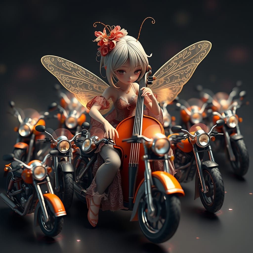 Cello Serenade in Whimsical 3D Anime Style