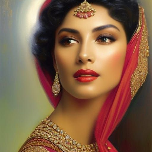 Empress in Rubies and Emeralds: Charcoal Illustration