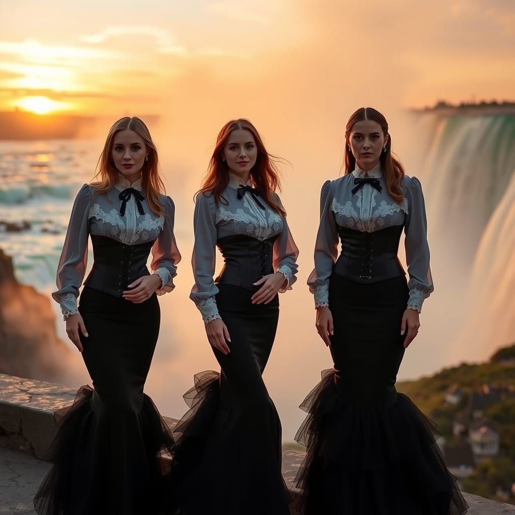 Ethereal Maidens Pose by Niagara Falls