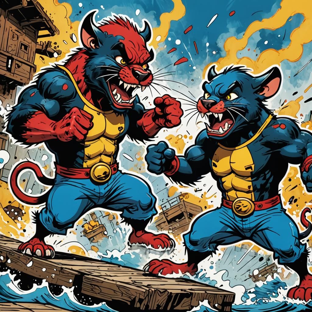 Popeye vs. Tazmanian Devil Cartoon Fight