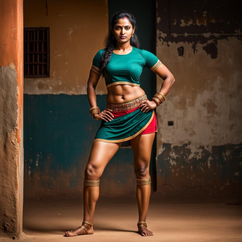 Athletic Ancient Mallu Female Fighter in Casual Photo